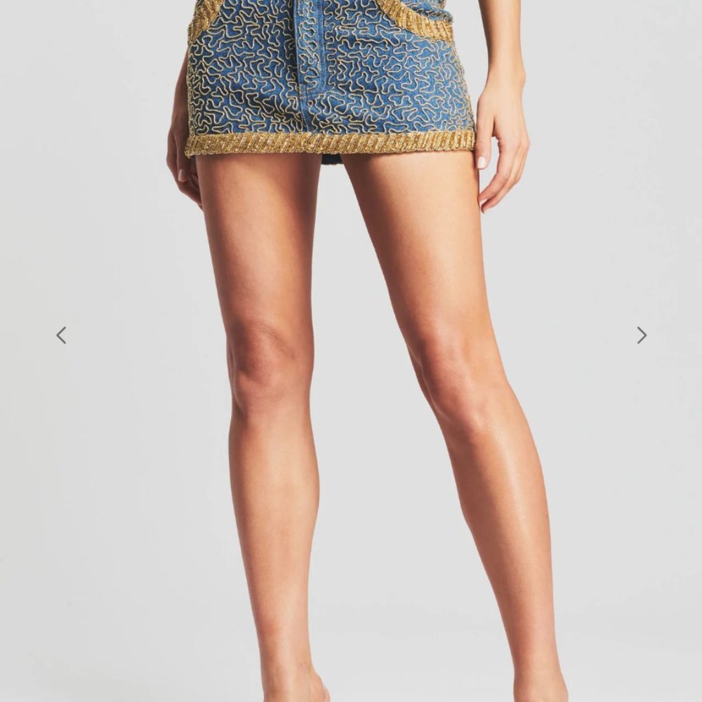 $200 OFF NWT Retrofête Mani Embellished Denim Skirt – Size Small - Picture 3 of 16